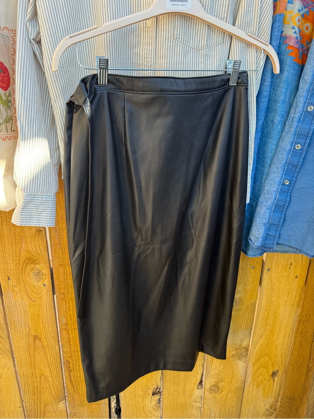 Aritzia Babaton Black Faux Leather Midi Skirt